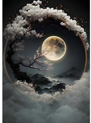MXJSUA Kit Di Pittura Diamante Per Adulti, Kit Di Arte Diamante 5D Per Principianti, Immagine A Trapano Completo Fai Da Te Con Diamante Per Decorazione Della Parete Di Casa, 30x40cm Luna