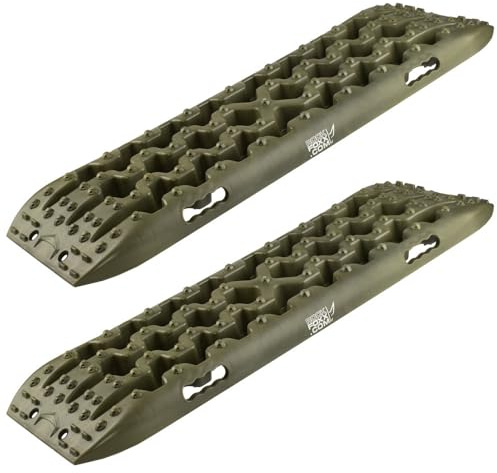 Bergeboards, Sandbleche, Offroad Anfahrhilfen, 10 Tonnen, Paar, Army Grün
