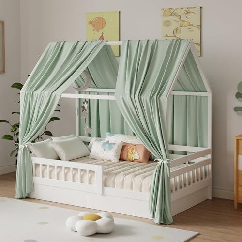 Zdada Ciel de lit en mousseline, 2 pièces, 270L x 67H cm, Vert, Polyvalent, Princess, Chambre d’enfant, Fille et Garçon