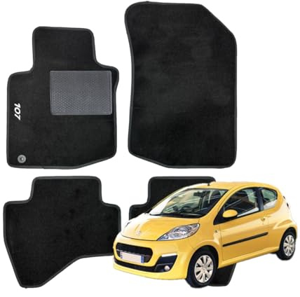 SERIE 4 TAPPETI - TAPPETINI IN MOQUETTE NERI PER PEUGEOT 107 DAL 2005 AL 2014