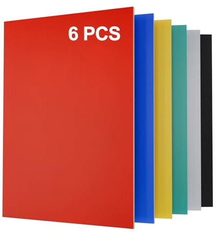 ATOMSTACK 3mm A4 Colored Plywood Sheets (297x210mm) Set of 6 Black White Red Yellow Blue Green Laser cutting & engraving optimized Paint-free surface