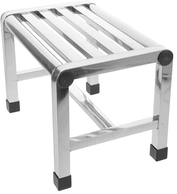 BATHVEVE Rustproof Stainless Steel Shower Stool Small Bathtub Bench for Seniors Adults Non-Slip Bathroom Seat Metal Footrest Safe Stable