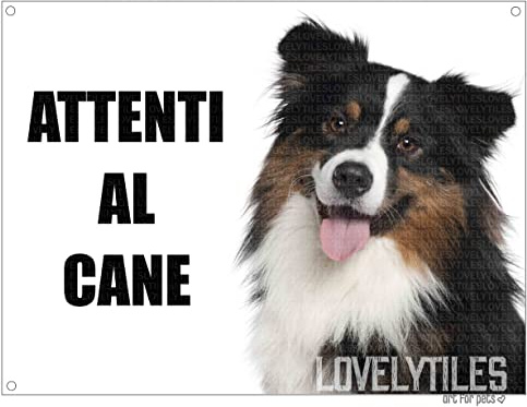 AUSTRALIAN SHEPERD attenti al cane mod 2 TARGA cartello IN METALLO (15X20)