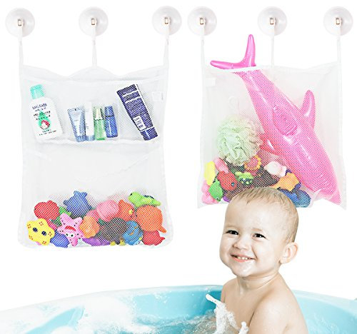 TOYMYTOY Baby Spielzeug Tasche Baby Spielzeug Organisator Badewanne Netz Badezimmer Lagerung Net 2 Stück mit 6 Saughaken
