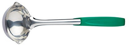 MasterClass Colour-Coded Catering-Quality Stainless Steel Soup Ladle, 35 cm (14) - Green (Vegetarian)
