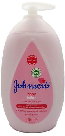 Johnson's Baby Lotion (1 x 500 ml) Nourishing and Hypoallergenic Baby Body Lotion for Delicate Skin with Coconut Oil for 24h Moisture Protection