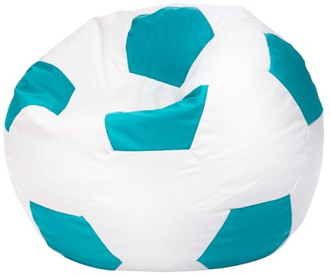 Ecopuf Football Sack M - Pad made of durable material - Ideal for football fans - Pouf living room - Velvet Puff - Pouf Game Chair Bag - 65x45 cm - Turquoise E20