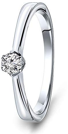MIORE Ring Damen Solitär Diamant Verlobungsring Weißgold 14 Karat / 585 Gold Diamant Brillant 0.14 Ct, Schmuck