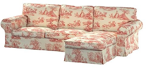 dekoria Ersatz für Bezug für Ektorp 2-Sitzer Sofa mit Recamiere Sofahusse passend für Modell Ektorp Creme- rot