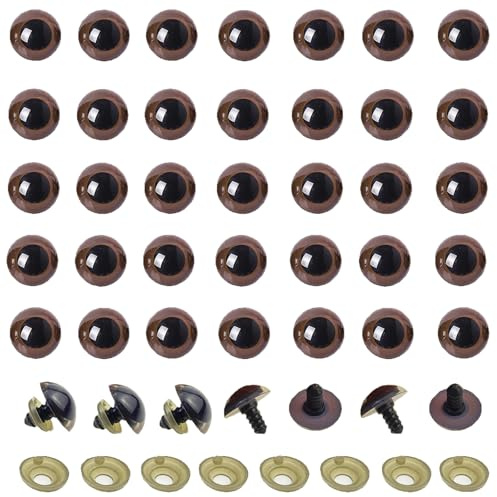 Kunststoff-Sicherheitsaugen zum Basteln, Nähen, Basteln, Augen, für Handarbeiten, Puppen, Teddybären 22 mm, Braun 100 Stück