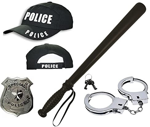 RARA® Polizist Polizist Polizist Panda Hut Handschellen Abzeichen Schlagstock Kostüm Set Junggesellinnenabschied Spaß Party Karneval & Thema Dress Up