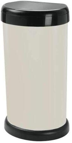 KetoPlastics 42L 42 litre KITCHEN BIN MODA TOUCH TOP LID, PLASTIC, STYLISH BIN WITH FLAT BACK (CREAM)