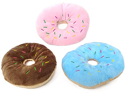 Honbay 3PCS Donut Shape Plush Cat Catnip Toys Kitten Interactive Pillows Cat Gifts for Cat Lovers