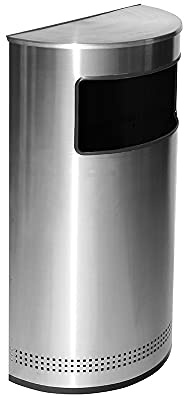 OFITURIA® Papelera Grande Acero inoxidable Capacidad 94 litros Color Satinado Contenedor de Media Luna Perforados Inferiores y Tapa Abatible