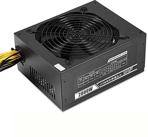 MYENA Alimentation d'alimentation minière ATX de 2000W, 170-260V Alimentation PFC Active pour 6/8 GPU, 95% d'efficacité élevée pour ETH Rig Miner en Ethereum Fan d'alimentation minière