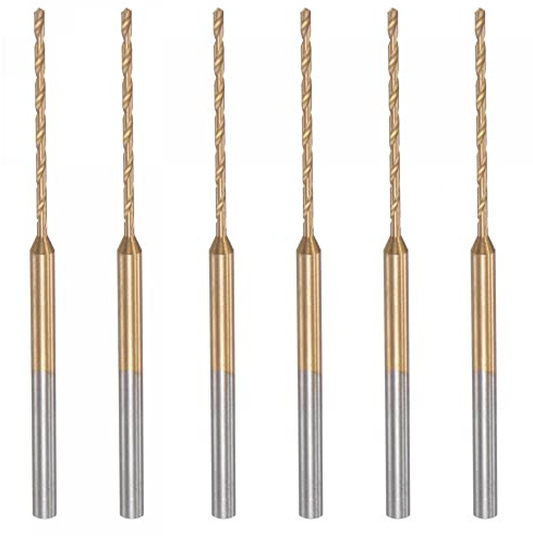 sourcing map 6 brocas helicoidales pequeñas, brocas de 1 mm, acero de alta velocidad de 2,35 mm, revestimiento de titanio para resina de bricolaje, ámbar y madera