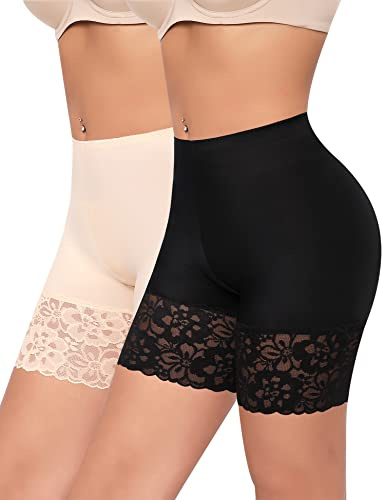 YARRCO Damen Unterhose Spitze Radlerhose Kurz Unter Rock Hosen Anti-Chafing Slipshorts Boxershorts Unterwäsche Shorts