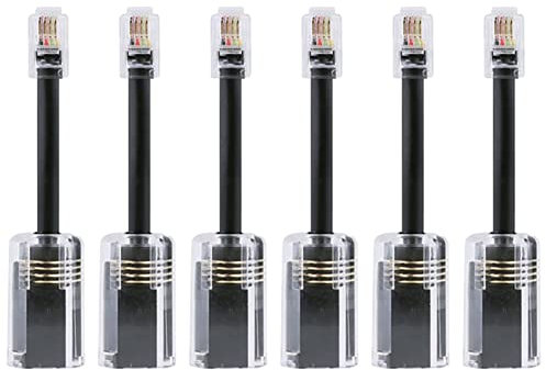 Vycowb 6 pièces Cordon TéLéPhonique DéMêLant RJ9 4P4C 360 DegréS Rotation ÉTendue Anti-T-Angle Noir Cordon TéLéPhonique Câble