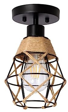 SXYSXYSXY Vintage Industrial Lámpara de techo Cuerda de cáñamo Hierro Estilo americano Lámpara de pasillo Dormitorio Balcón Entrada Pasillo Escalera 15 * 24cm E27