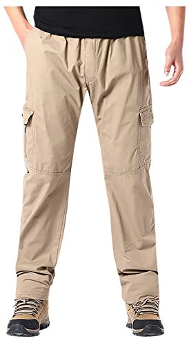 KONG JIMFAN Jogginghose Herren Winter Warme Laufhose Bequem Arbeitshosen Männer Outdoor Hosen Für Herren Mens Jogger Pants Vintage Hose Thermoleggings Herren Jogging Hosen Mann(Gelb,4XL)