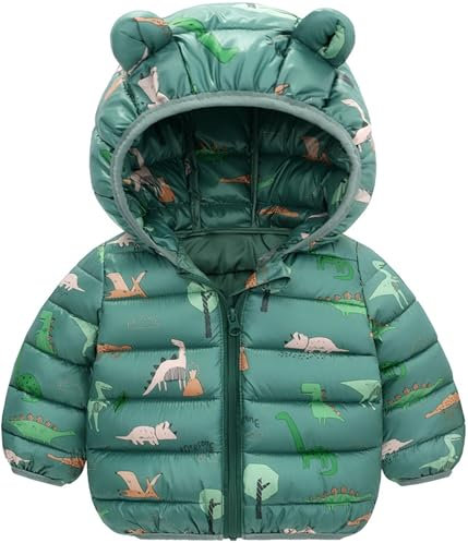 Happy Cherry Bambino Inverno Giacche Maniche Lunghe Cappotto Piumino con Cappuccio Carino Neonato Leggero Giubbotto Trapuntato Caldo Comodo Verde 12-18 Mesi