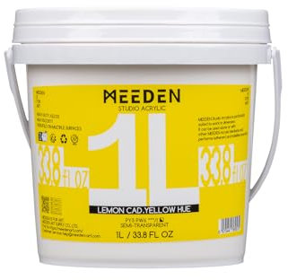MEEDEN Jaune Peinture Acrylique: 1L Epais Brillant Non Toxique Acrylique Peintures pour Toile, Papier, Roche, Bois - Lemon Cad Yellow