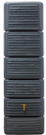 4rain Slim Wood Decor Regentonne 330 Liter Graphite Grey - Wandtank, Wassertank, Fass, Regenfass, Regenwassertonne, Regenwassertank, Wasserbehälter, Wassertonne, Wasserfass, Wassertonnen für Garten