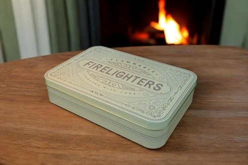 TINIT Firelighter Tin - Storage Accessory Metal Tin Natural Woodburner Fire Stove Fireplace Fireside Mens Gift Present BBQ (Cream)
