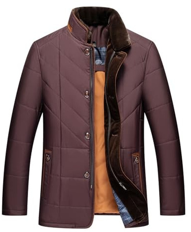 Blandoom Mens Casual Jackets Men's Outdoor Down Jackets Winter Hooded Jacket for Men Hoody Jacket Mens Motorbike Jackets Windproof Outdoor Jacket Winter Clothing for Walking Travel (Wine, XL)