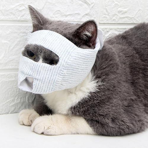 MiOYOOW Katzenmaulkörbe, Atmungsaktiver Haustiermaulkorb Katzenmaske Anti-Biss Elastisch Katzen Rückhaltetaschen für Pflegen von Nägeln