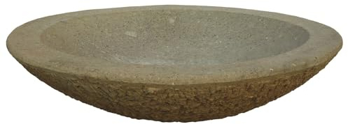 STONE art & more Steinschale, Vogeltränke, Lotus, Ø 75 cm, außen bossiert, Steinmetzarbeit aus Naturstein (Basanit), Garten-Deko, frostfest