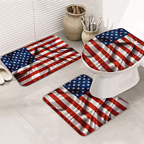 Badteppich-Set 3-Teilig Gedenktag Am 4. Juli U-Förmiger Teppich Waschbar Wc Vorleger Set 3 Teilig Atmungsaktivem Badematte