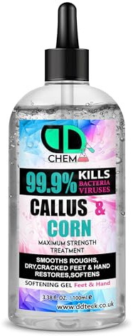 DD TeckCallus and Corn Remover Liquid, Callus Eliminator, Liquid & Gel for Softening Foot, Rescue Hard Skin, Pain-Free Treatment for Foot & Hand (100ml Clear Dropper)