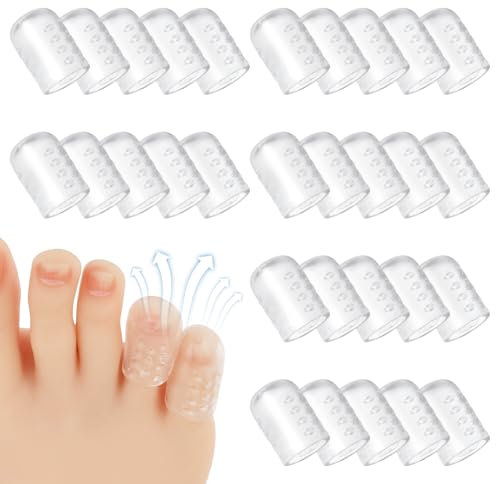 30 Stück Silikon Zehenschutz, Gel Zehenschutz Atmungsaktiv Zehenkappenfür Männer Frauen, Klare Weiche kleine Zehenabdeckungen Anti-Reibung Zehenhülsen für Hühneraugen,Blasen und Schmerzlinderung