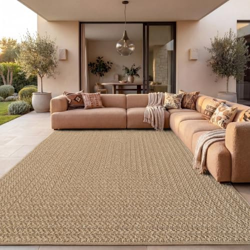 Paco Home Alfombra de Yute para Interior y Exterior - Natural y Negra, Resistente y Elegante, Ideal para Patio y Salón, tamaño:80x150 cm, Color:Beige 3