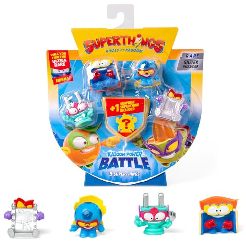 Superthings Kazooom Power Battle – 5er-Pack – enthält 5 SuperThings (inklusive 1 Überraschungsfigur und 1 silberner Kapitän), 6 Stück