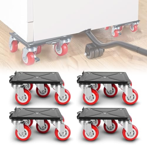 Möbelroller Transportroller Set, Möbel Gleitsystem Möbelheber Set mit 4 Möbelroller und Crowbar 360 Grad Drehbar Möbeltransportrollen, für Schwere Möbel Sofas Kabinett Kühlschränk