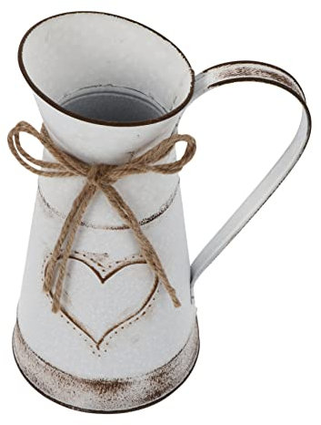 FUNOMOCYA Metal Heart Shape Flower Vase Decorative Floral Arrangement Pot Vintage Rustic Bucket for Flower Bouquets