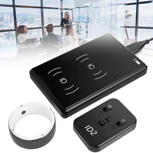 JODAIS Anillo multifunción con replicador CDS RFID, Anillo Inteligente R5, 6 Tarjetas RFID integradas y 2 Piedras de Salud, Controlador IC/ID/NFC, Lector NFC, Anillos Inteligentes para teléfono,