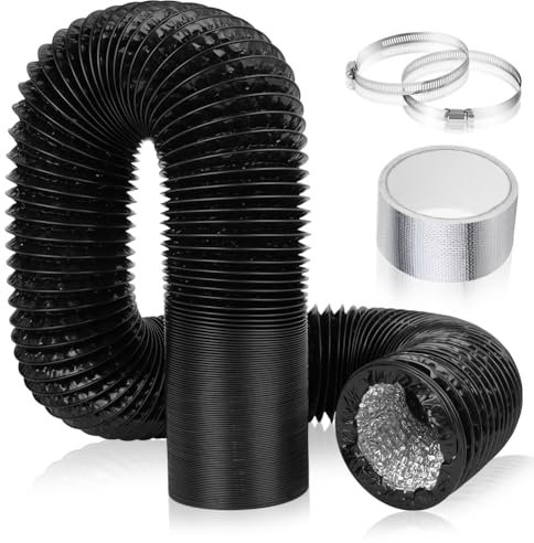 Adiwo Ducts Flexible Aluminium Hose Diameter 150 mm with Accessories, 3 m 4 Levels Flexible Aluminium PVC Ventilation Hose for Air Conditioning, Dryer, Extractor Hood