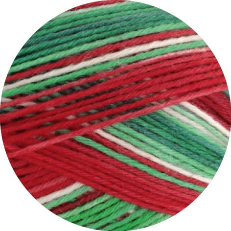Lana Grossa MEILENWEIT Merino 6-Fach 150g Christmas 623 - Hellrot/Rot/Dunkel-/Mittel-/Hellgrün/Weiß