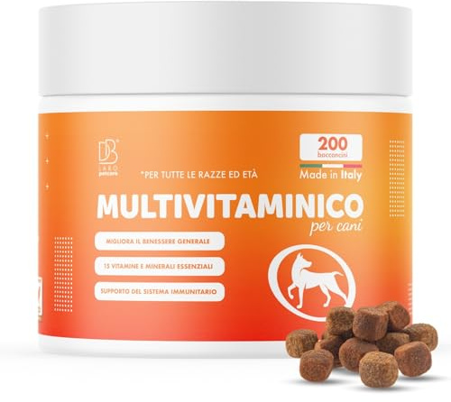 Db Labo Multivitaminico Cane 200 Bocconcini Per Facile Assunzione - Integratori per Cani Completi - 15 Vitamine per Cani e Minerali Essenziali - Integratori per Cane Pelle e Pelo, Sistema Immunitario
