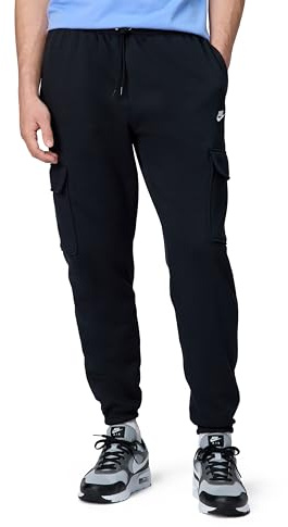 Nike Men's Club Fleece Cargo Pants, Black/Black/White, X-Large