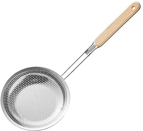 MAGICLULU Dickes Edelstahlsieb Für Die Küche Sieblöffel Nudelfilter Frittierölsieb 14 Cm Leicht Zu Haltender Griff Pommes Frites Gemüse Wan Tans