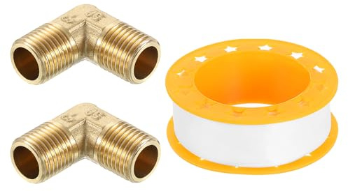 QUARKZMAN 2 Pcs Codo De 90 Grados, 1/4 Pulgada Macho x 1/4 Pulgada Macho Accesorio De Tubo De Latón De Ángulo Recto, Conector Para Tubería De Fluido Gas Combustible Aceite, 27x27mm