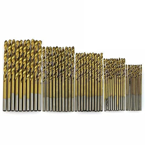 FonFou 50 Stück titanbeschichteter Spiralbohrer aus hochwertigem Stahl for die Holzbearbeitung von Kunststoff und Aluminium HSS-Bohrer-Set 1/1,5/2,0/2,5/3 mm