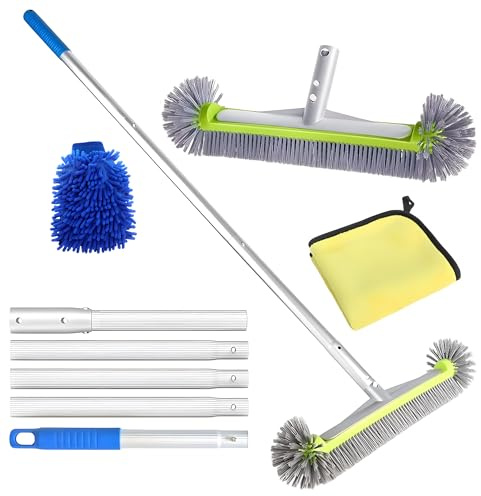 PASLFC Pool Reinigungsb¨¹rste mit Teleskopstange 160cm, Poolb¨¹rste 45cm, Poolbesen Set, Pool Cleaning Brush mit L?ngenverstellbarer Aluminiumstange, Pool B¨¹rsten Set f¨¹r Pool Reinigung