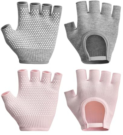 UDNFHL 2 Pares De Guantes Deportivos Femeninos, Guantes Transpirables Sin Deslizamiento, Equipos Deportivos, Adecuados Para Yoga, Estado Físico, Ciclismo (Gris, Rosa).