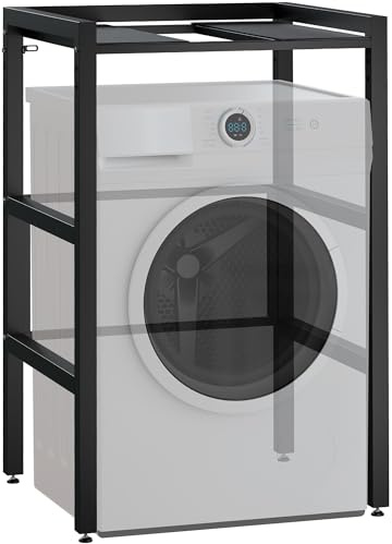 il genio online Portabiancheria Gannet | Torre di Lavaggio con Spazio per Due elettrodomestici | Porta asciugatrice in Metallo, Colore:Nero