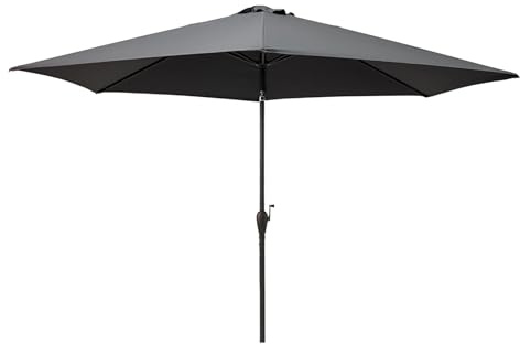 Doppler City Balkonschirm 300cm, Anthrazit, mit Kurbel, Tragetasche, UV 80 | Runder Kurbelschirm, Polyester, Alluminium-Gestell, 3-fach verstellbar für flexible Schattenausrichtung